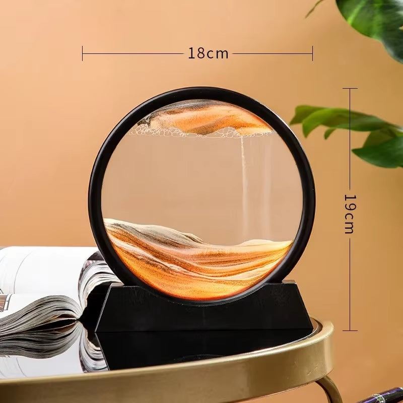 3D Hourglass Quicksand Moving Sand Art Picture round Glass Deep Sea Sandscape Craft Flowing Painting Office Home Christmas